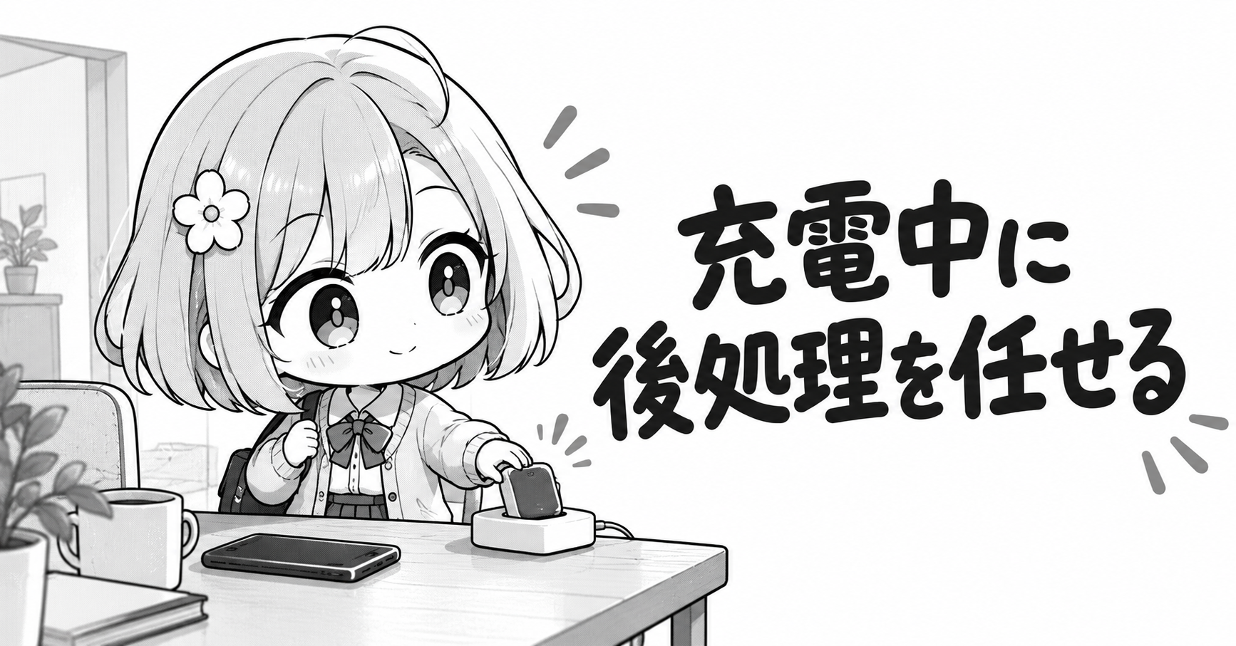 充電中に録音後の処理を任せるイメージ