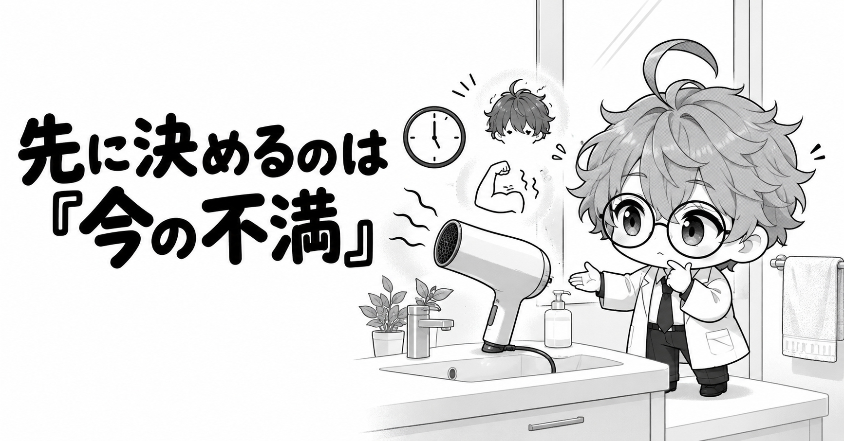 今のドライヤーの不満から選び方を考えるイラスト