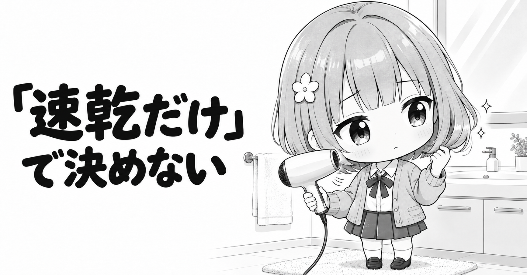 速乾だけで高価格ドライヤーを決めない考え方のイラスト