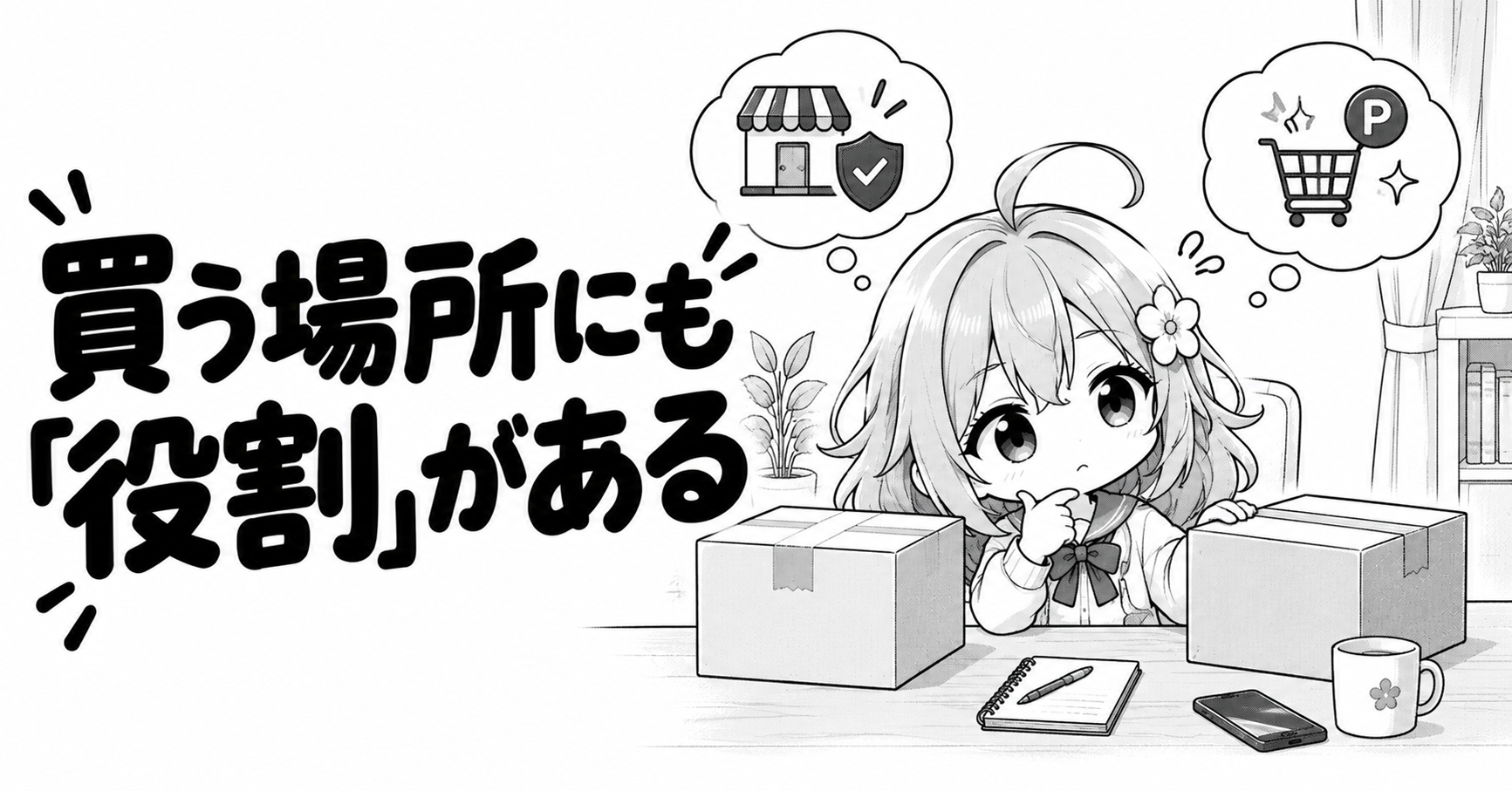 公式ストアとECモールの役割を比較するイラスト